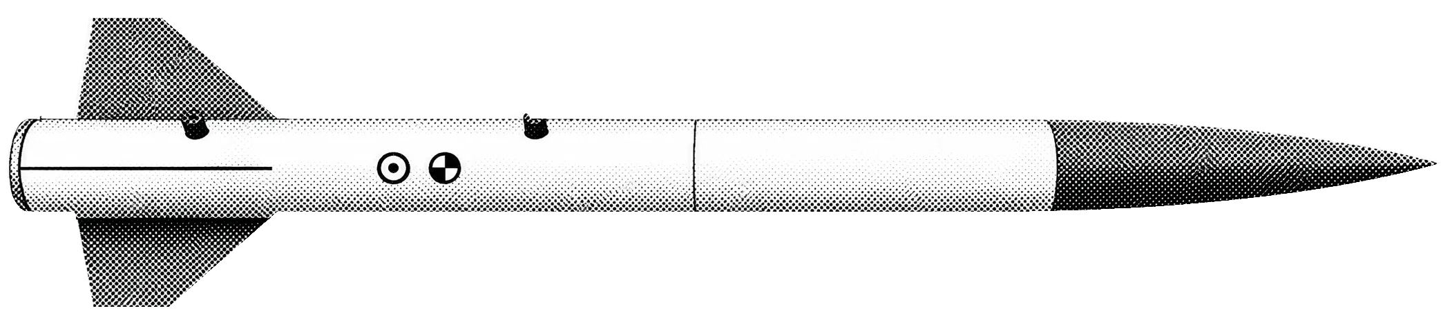 Screenprint-style side view of a rocket